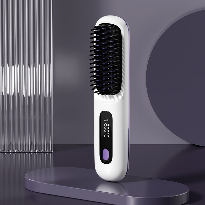 Cordless Portable Hair Straightener Brush with Heated Bristles USB Charging and Travel Pouch - Image 46