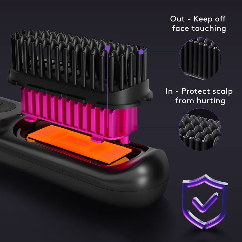 Cordless Portable Hair Straightener Brush with Heated Bristles USB Charging and Travel Pouch - Image 9