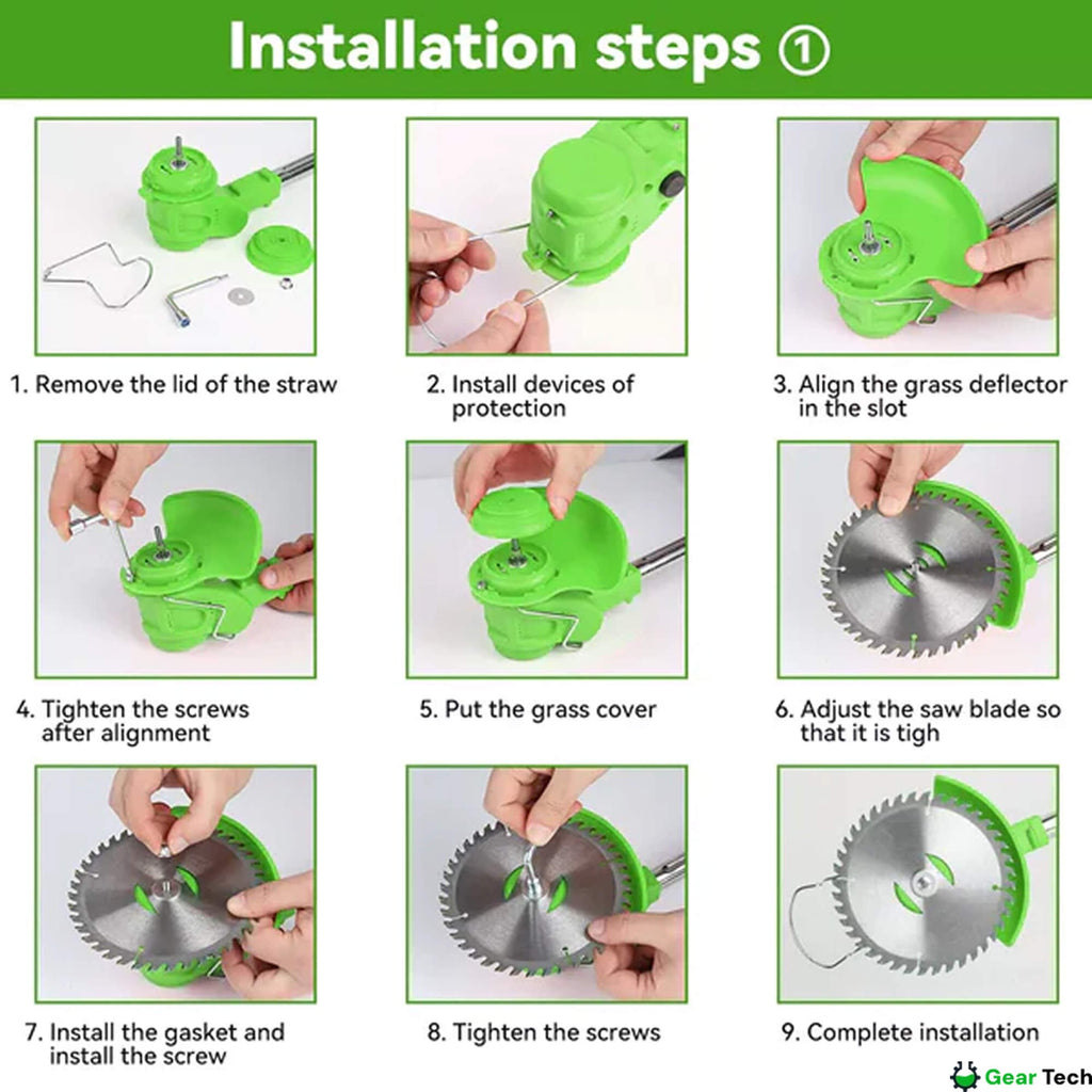 Cordless String Trimmer and Grass Strimmer with Adjustable Head Wheels and 24v Battery - Image 10