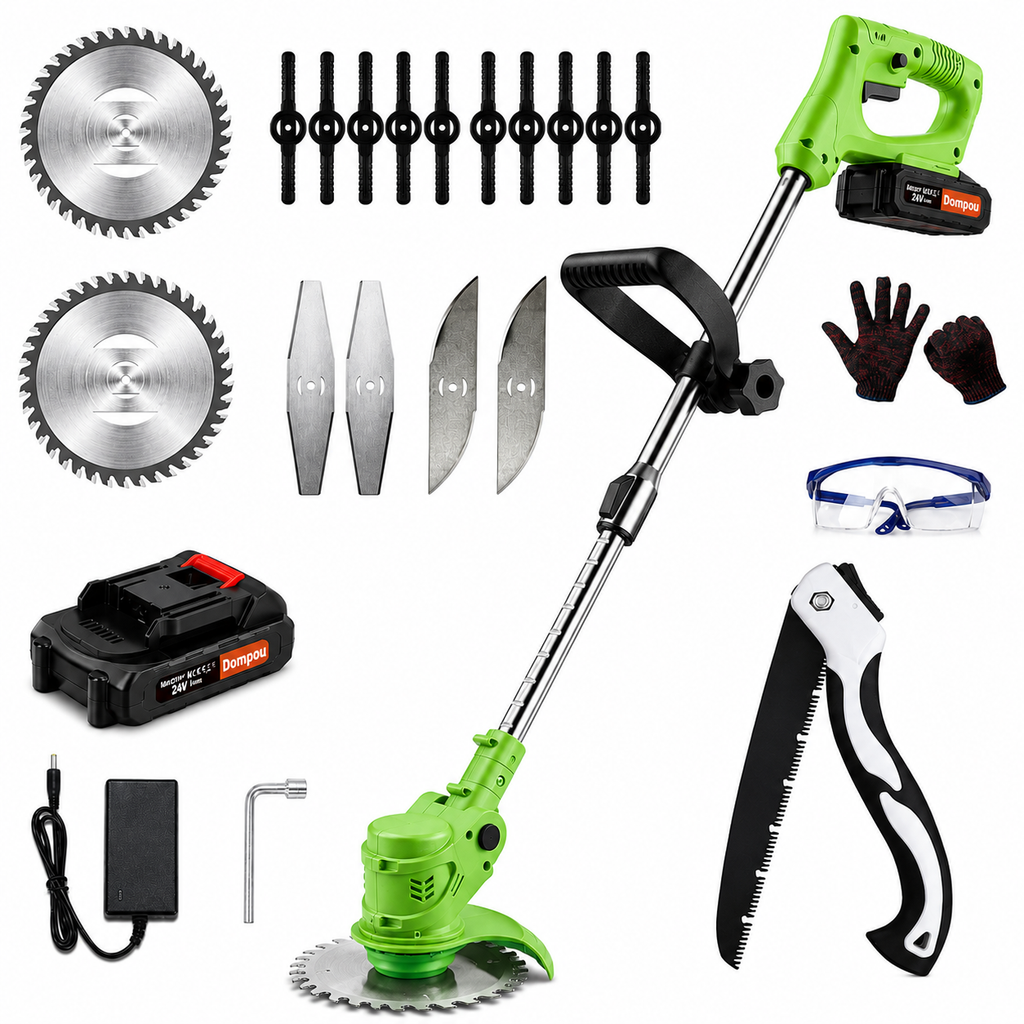 Cordless String Trimmer and Grass Strimmer with Adjustable Head Wheels and 24v Battery - Image 2
