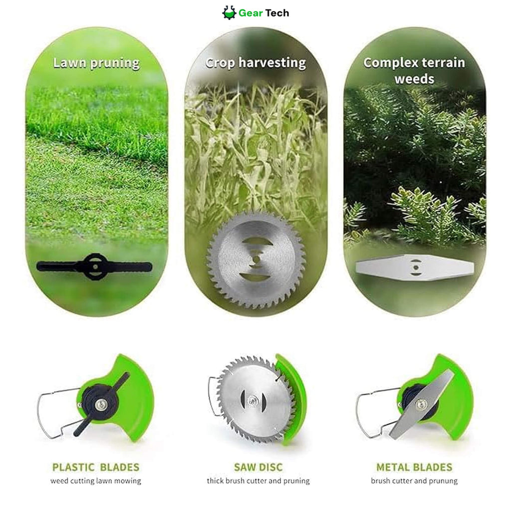 Cordless String Trimmer and Grass Strimmer with Adjustable Head Wheels and 24v Battery - Image 6