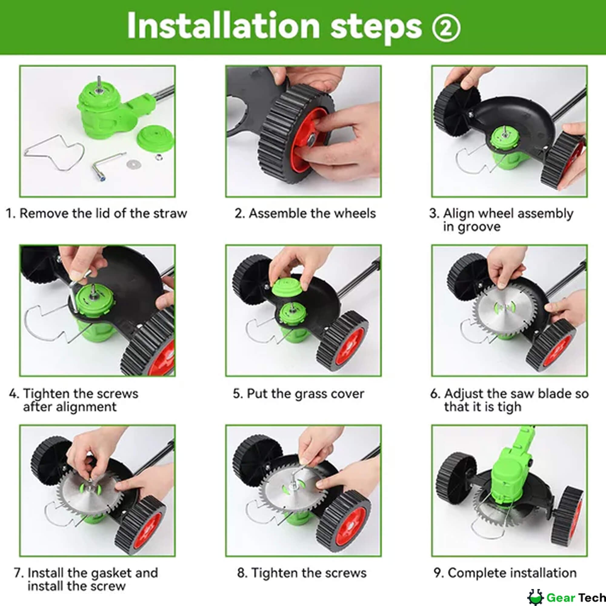 Cordless String Trimmer and Grass Strimmer with Adjustable Head Wheels and 24v Battery - Image 8