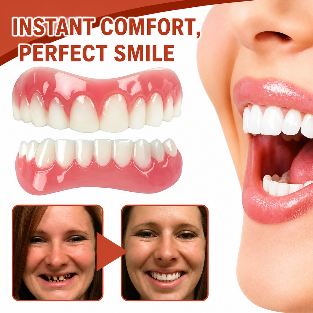 Cosmetic Removable Silicone Snap on Veneers Teeth Temporary Heat Adjustable Upper Lower - Image 1