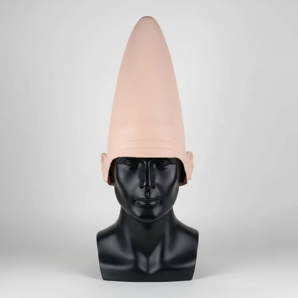Costume Mask Alien Conehead with Molded Ears and Forehead Wrinkles Latex Headpiece - Image 1