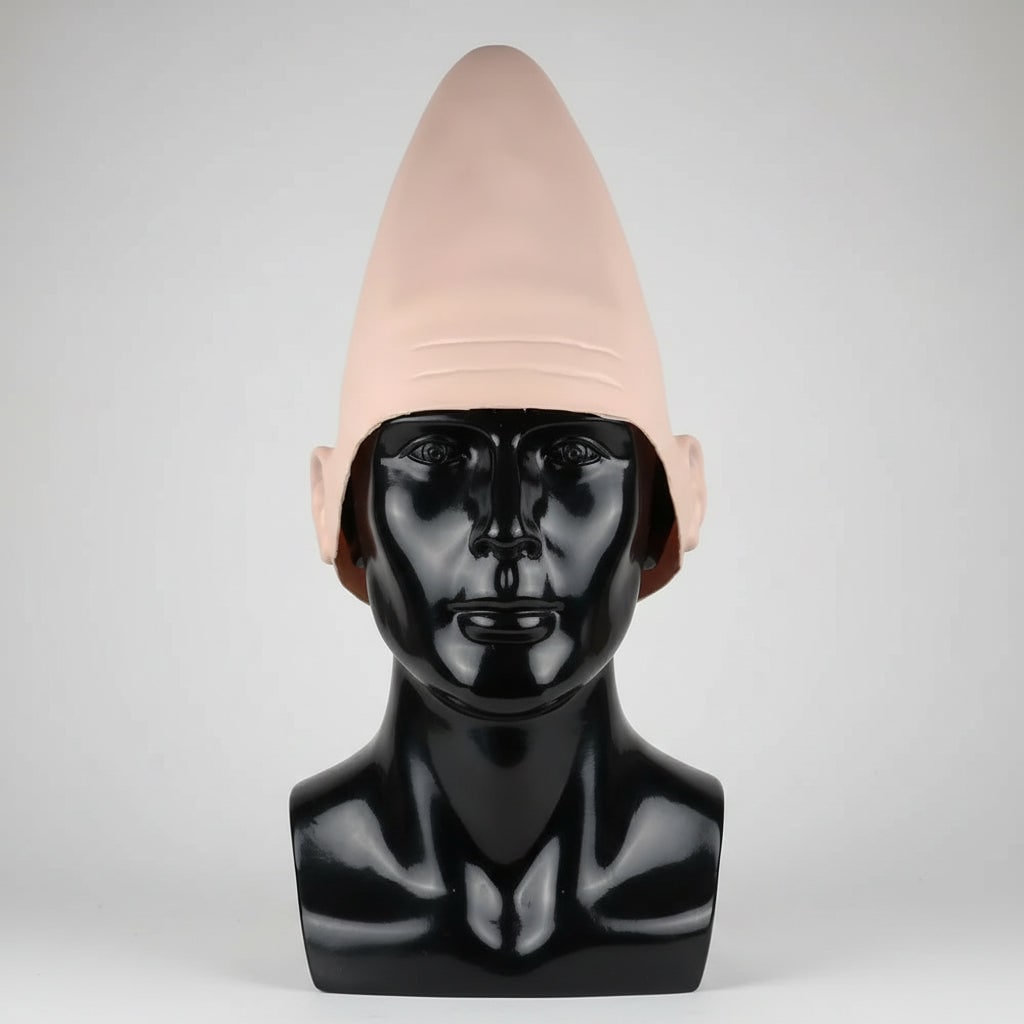 Costume Mask Alien Conehead with Molded Ears and Forehead Wrinkles Latex Headpiece - Image 4