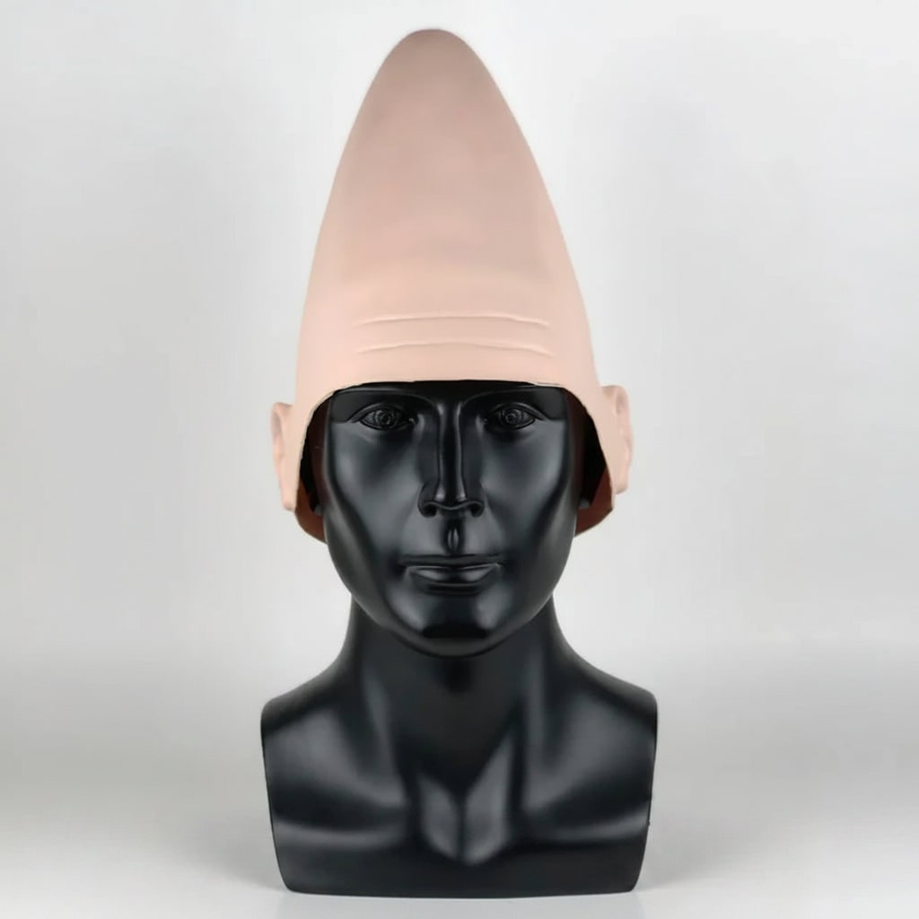 Costume Mask Alien Conehead with Molded Ears and Forehead Wrinkles Latex Headpiece - Image 5