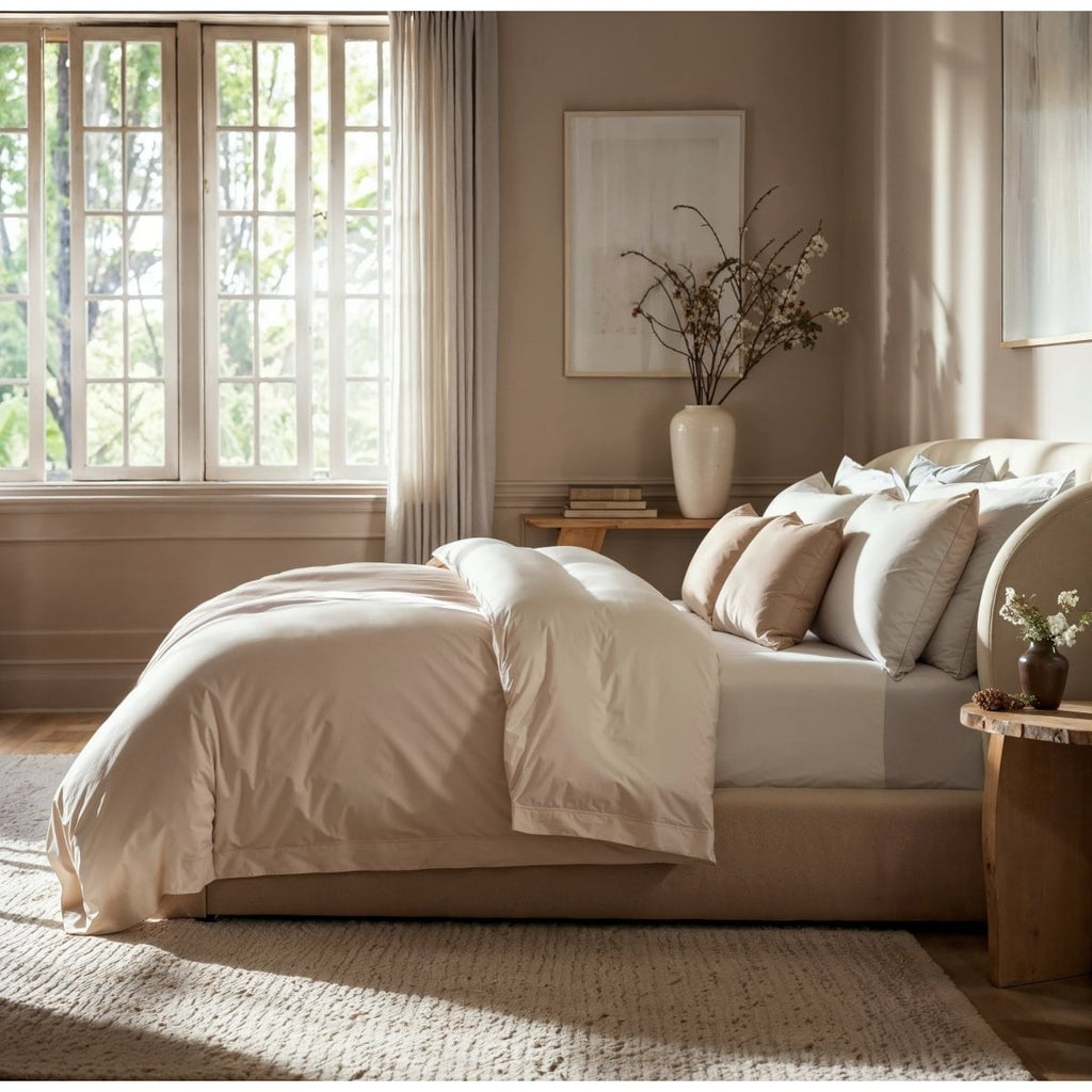 Cotton Duvet Cover Set with Pillowcases Sateen Finish for King and Queen Sizes Bedding - Image 1