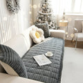 Couch Cover Sofa Cushion Seat Quilted Plush Non Slip Channeled Piped Border Non-slip - Image 1