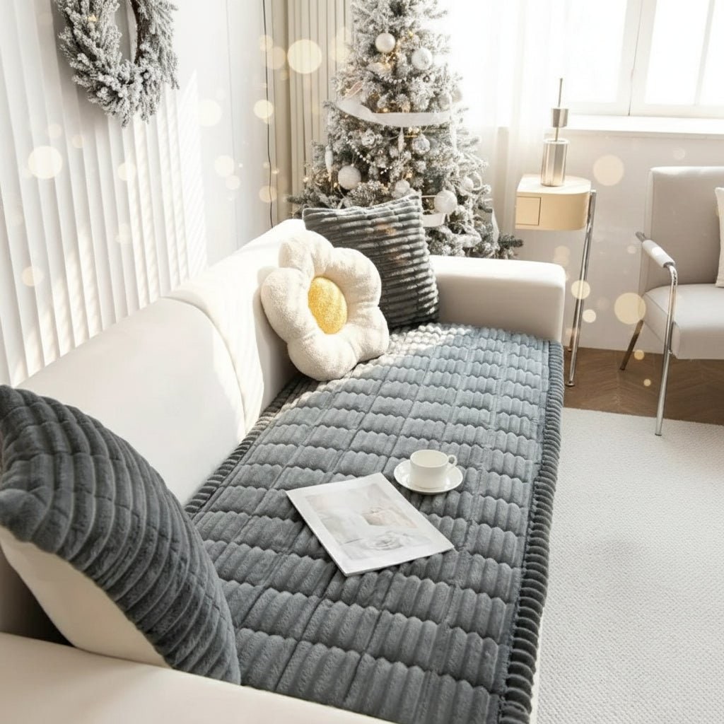 Couch Seat Cover Sofa Cushion Pad Quilted Plush Non Slip Piped Furniture - Image 1