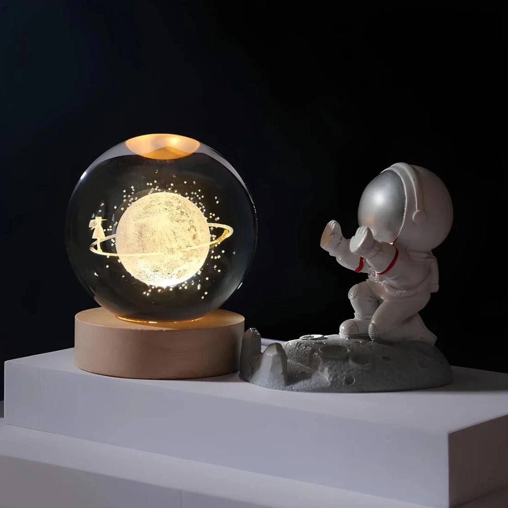 Crystal Ball Lamp Night Light USB Powered 3D Engraved Glass Wooden Base - Image 10