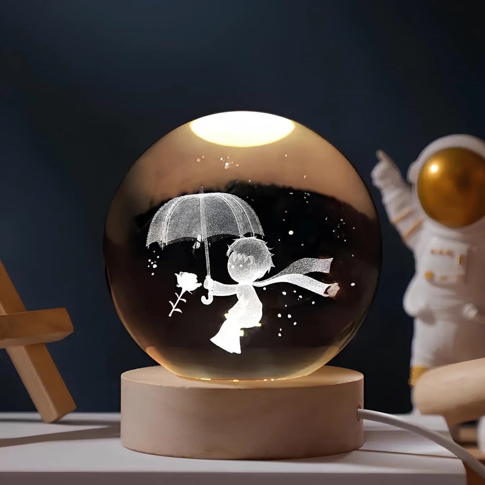 Crystal Ball Lamp Night Light USB Powered 3D Engraved Glass Wooden Base - Image 15