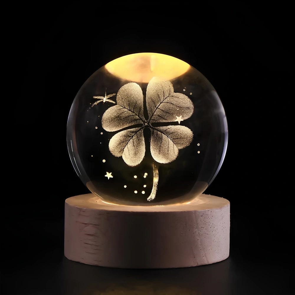 Crystal Ball Lamp Night Light USB Powered 3D Engraved Glass Wooden Base - Image 16