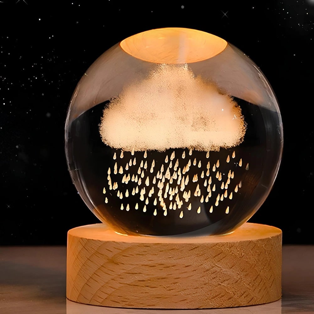 Crystal Ball Lamp Night Light USB Powered 3D Engraved Glass Wooden Base - Image 17