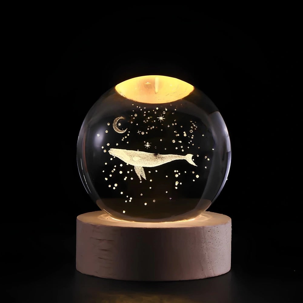 Crystal Ball Lamp Night Light USB Powered 3D Engraved Glass Wooden Base - Image 19