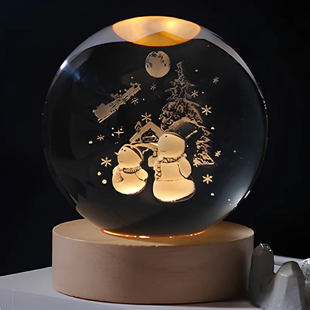 Crystal Ball Lamp Night Light USB Powered 3D Engraved Glass Wooden Base - Image 26