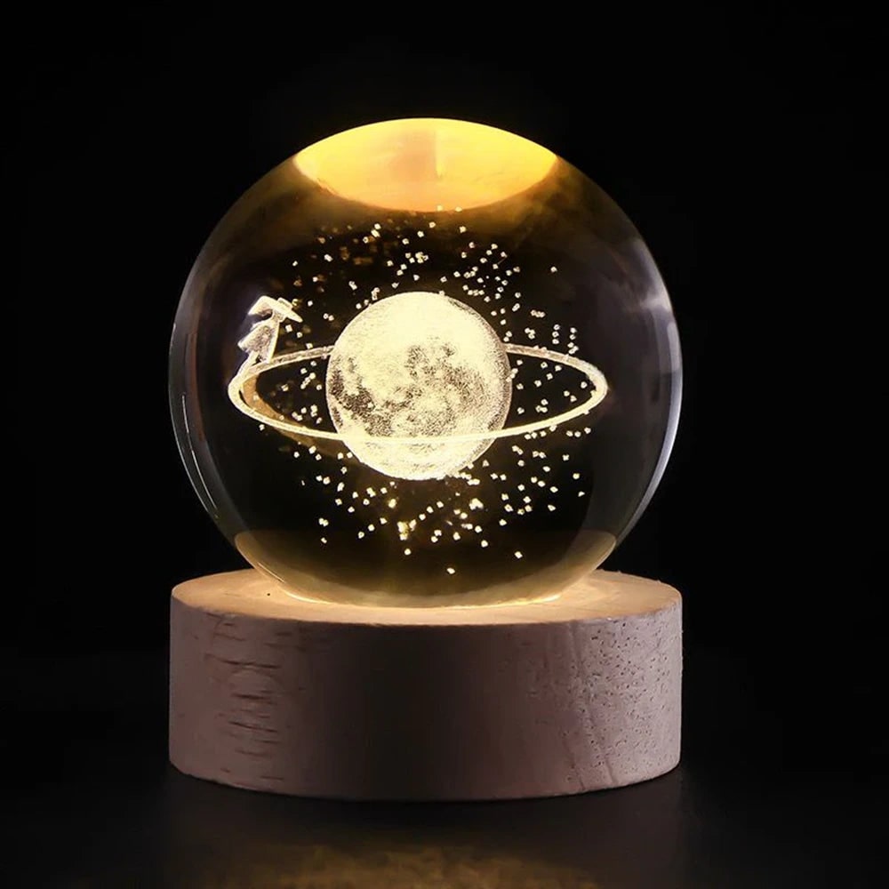 Crystal Ball Lamp Night Light USB Powered 3D Engraved Glass Wooden Base - Image 27