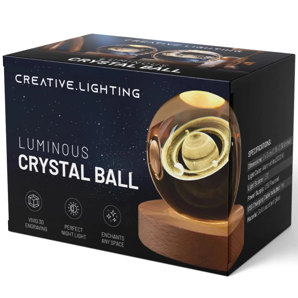 Crystal Ball Lamp Night Light USB Powered 3D Engraved Glass Wooden Base - Image 29
