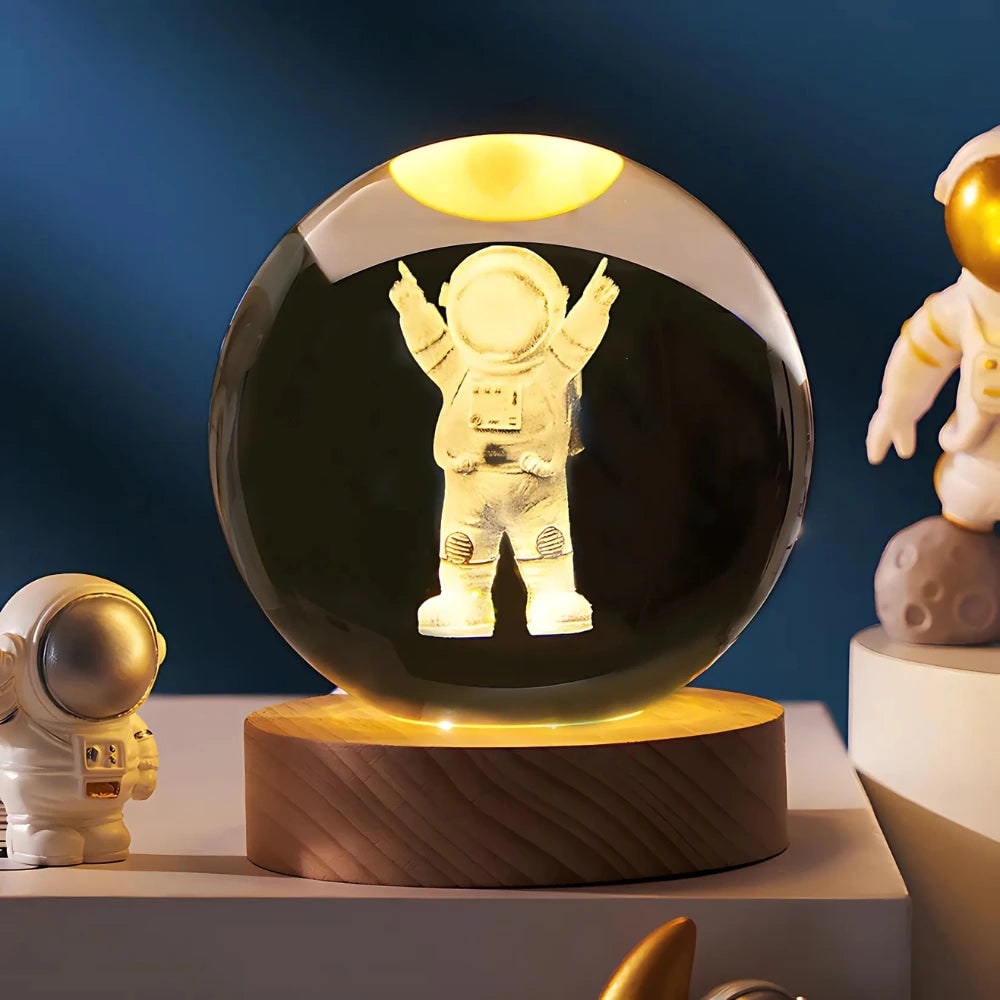 Crystal Ball Lamp Night Light USB Powered 3D Engraved Glass Wooden Base - Image 5