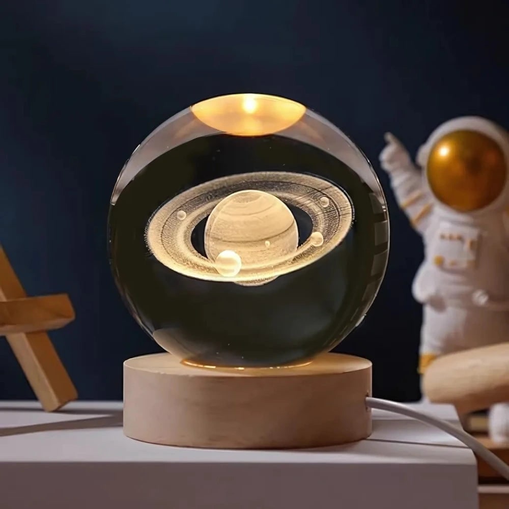 Crystal Ball Lamp Night Light USB Powered 3D Engraved Glass Wooden Base - Image 6