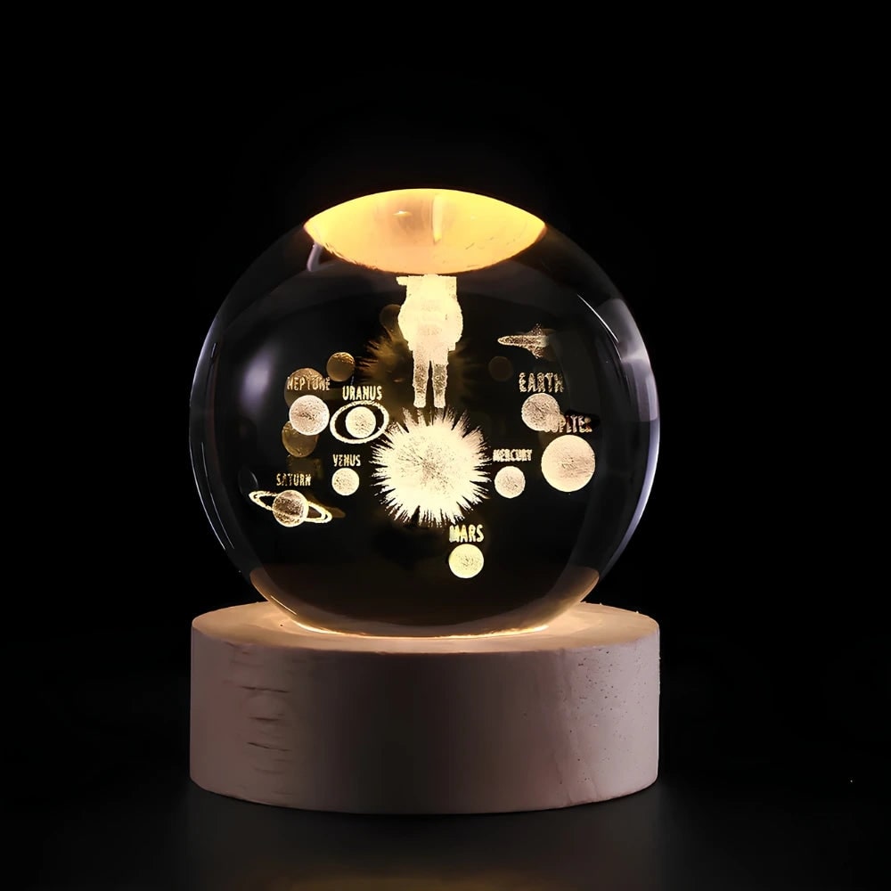 Crystal Ball Lamp Night Light USB Powered 3D Engraved Glass Wooden Base - Image 7