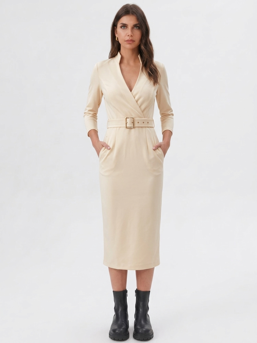 Tailored Liora Dress - flattering wrap-style neckline