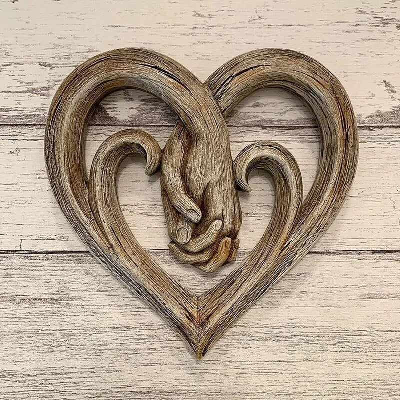 Heart-Shaped Wooden Wall Art for Living Room & Bedroom – Rustic Decorative Wall Hanging – Warm Home Decor Accent