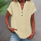 Short-Sleeve V-Neck Blouse for Women – Relaxed Fit Summer Top for Casual Wear and Everyday Outfits