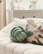Mint Green, Light Grey & Black Decorative Velvet Knot Pillow