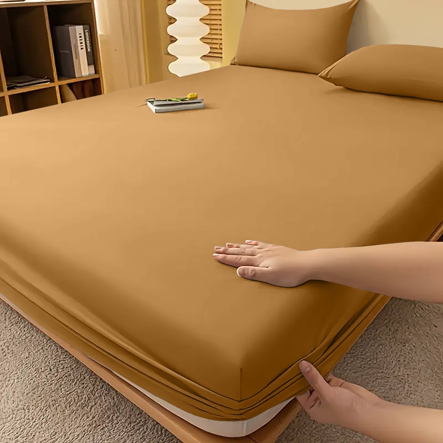 Deep Pocket Fitted Bed Sheet with Cooling Wrinkle-Resistant Design and Elasticized Corners - Image 48