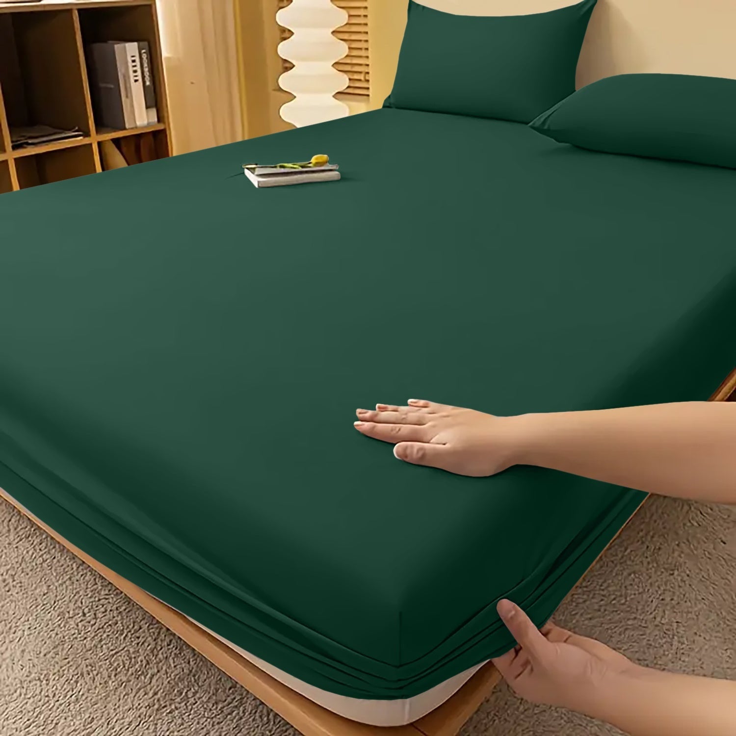 Deep Pocket Fitted Bed Sheet with Cooling Wrinkle-Resistant Design and Elasticized Corners - Image 49