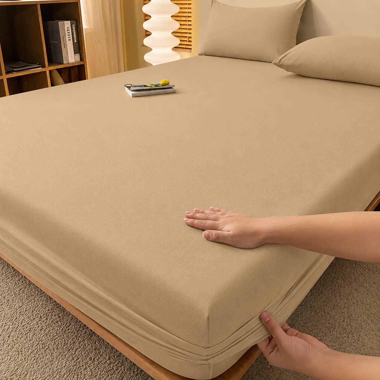 Deep Pocket Fitted Bed Sheet with Cooling Wrinkle-Resistant Design and Elasticized Corners - Image 51
