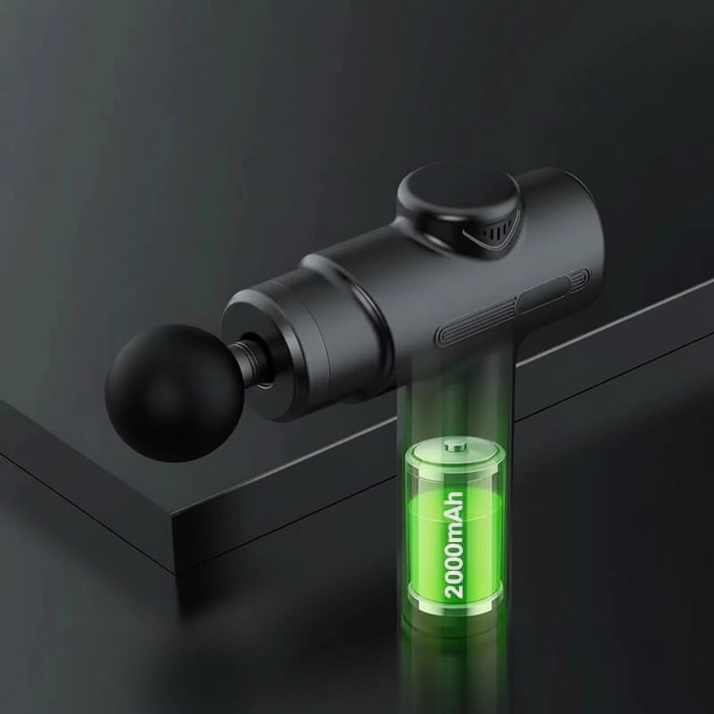 Deep Tissue Massage Gun Interchangeable Heads Electric Portable Handheld Black - Image 2