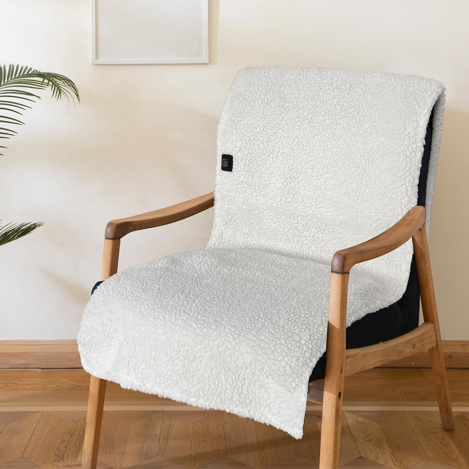 Desk Chair Pad Heated Seat with Backrest Sherpa Fleece and USB Power for Office With Ties - Image 1