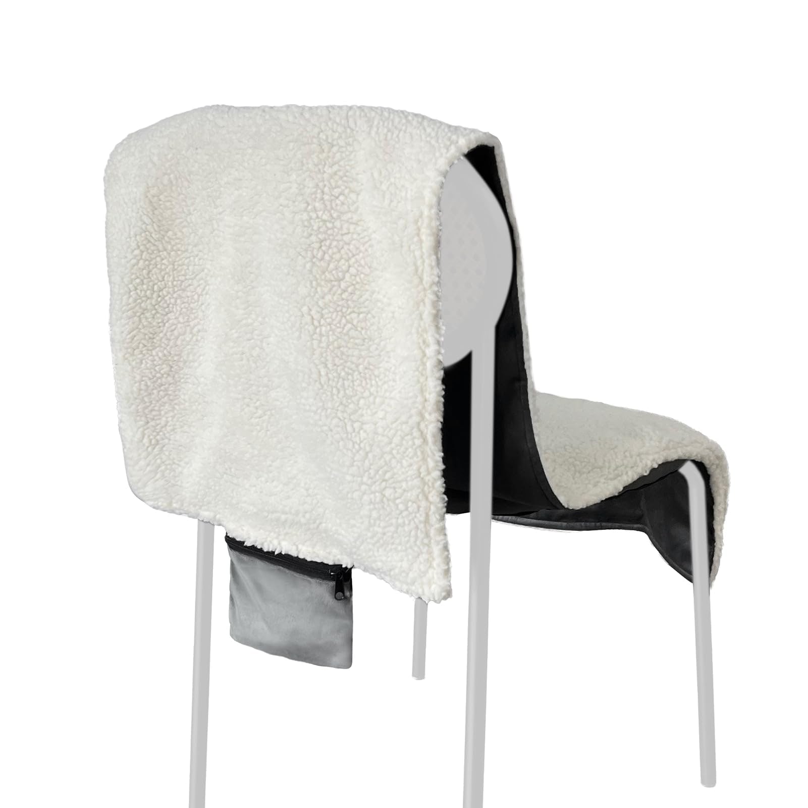 Desk Chair Pad Heated Seat with Backrest Sherpa Fleece and USB Power for Office With Ties - Image 2