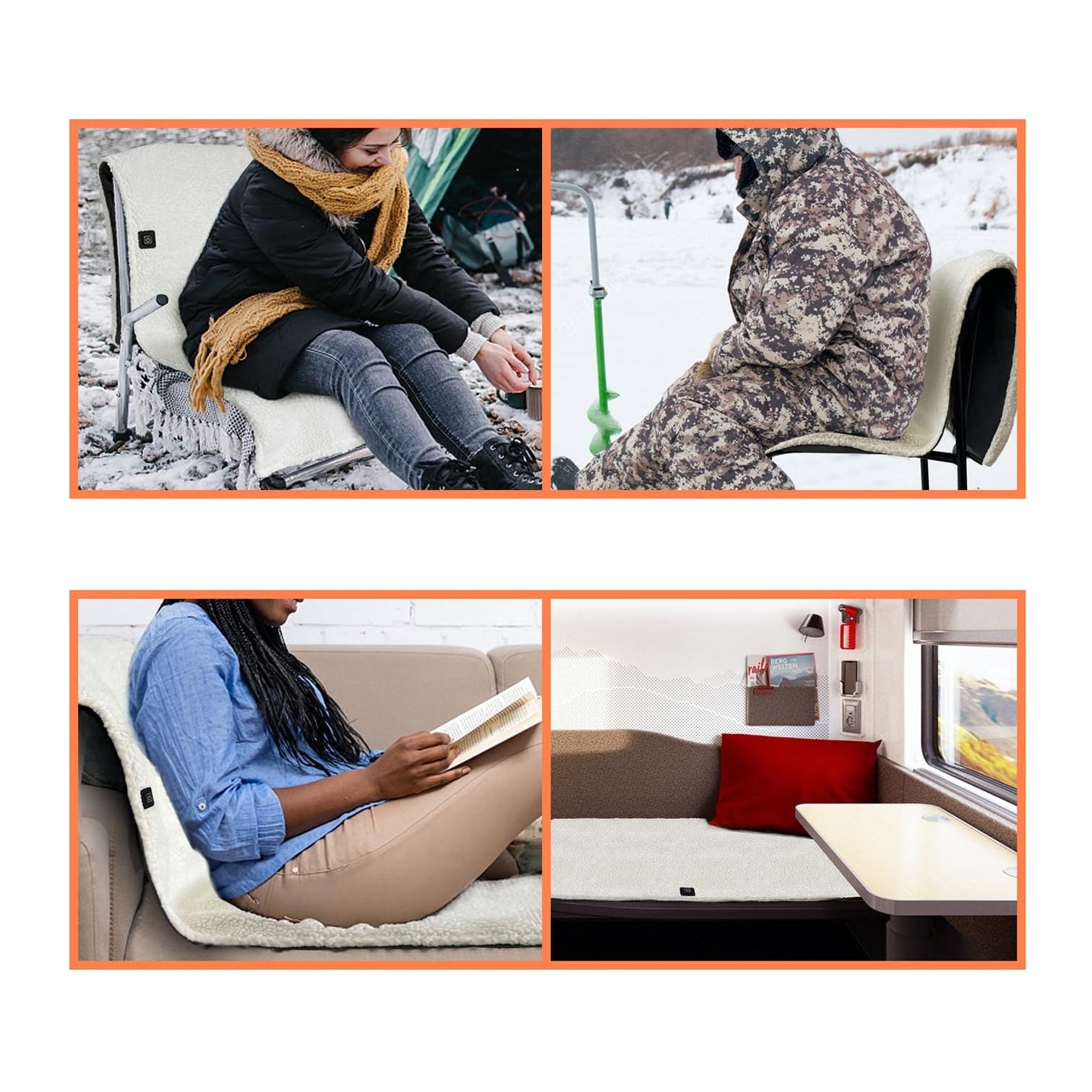 Desk Chair Pad Heated Seat with Backrest Sherpa Fleece and USB Power for Office With Ties - Image 3