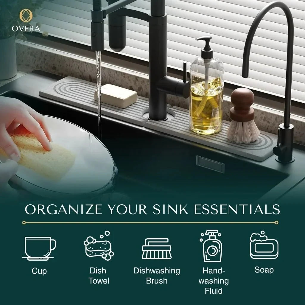 Diatomaceous Earth Faucet Splash Guard Mat with Quick-Drying Absorbent Surface - Image 6