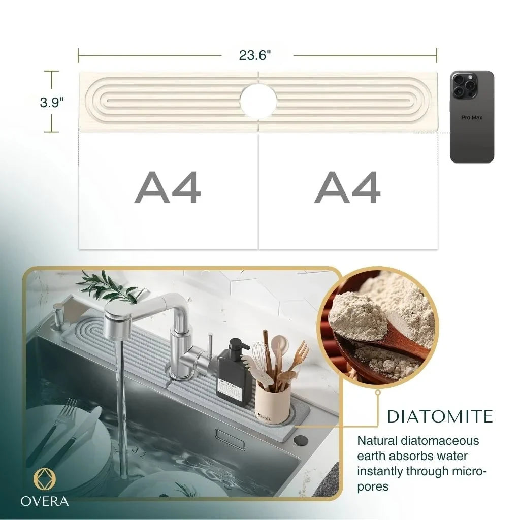 Diatomaceous Earth Faucet Splash Guard Mat with Quick-Drying Absorbent Surface - Image 9
