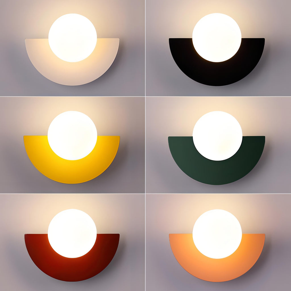 Diffused Light Wall Sconce Scandinavian Semi Circle Warm White Minimalist Metal Globe - Image 3