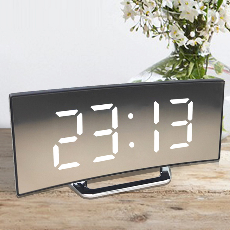 Digital Alarm Clock with Mirror Face and Auto Dimming LED Display - Image 1