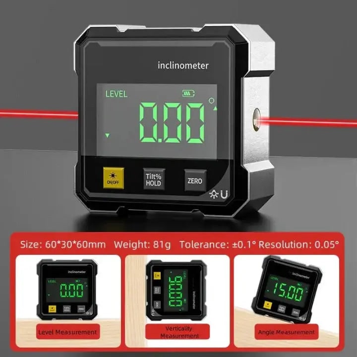 Digital Angle Finder with Measurement Protractor and Level Magnetic Base Laser - Image 5