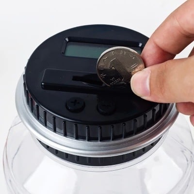 Digital Coin Bank Piggy with Lcd Display and Counting Money Saving Box Wooden - Image 1