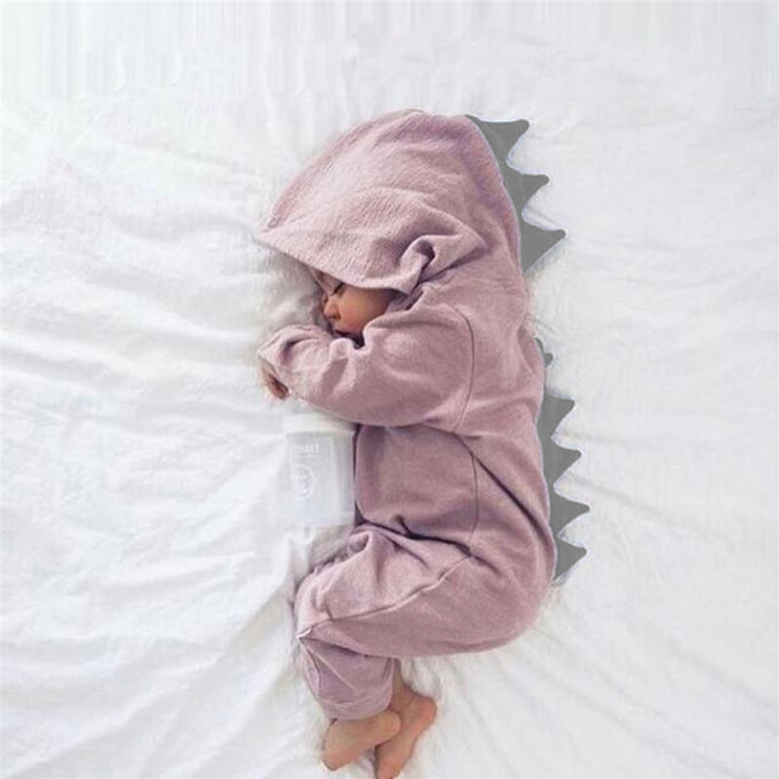 Cozy DinoDream Baby Onesie with Adorable Dinosaur Hood