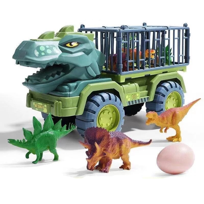 Dinosaur Toy Truck with T Rex Figure Cage Transport and Accessories for Kids - Image 3