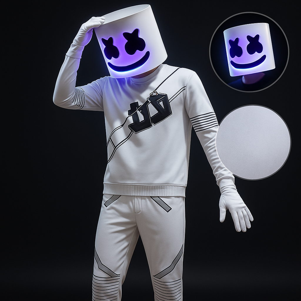 Dj Costume Hoodie and Sweatpants Set with LED Light-Up Mask - Image 1