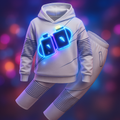 Dj Costume Hoodie and Sweatpants Set with LED Light-Up Mask - Image 2