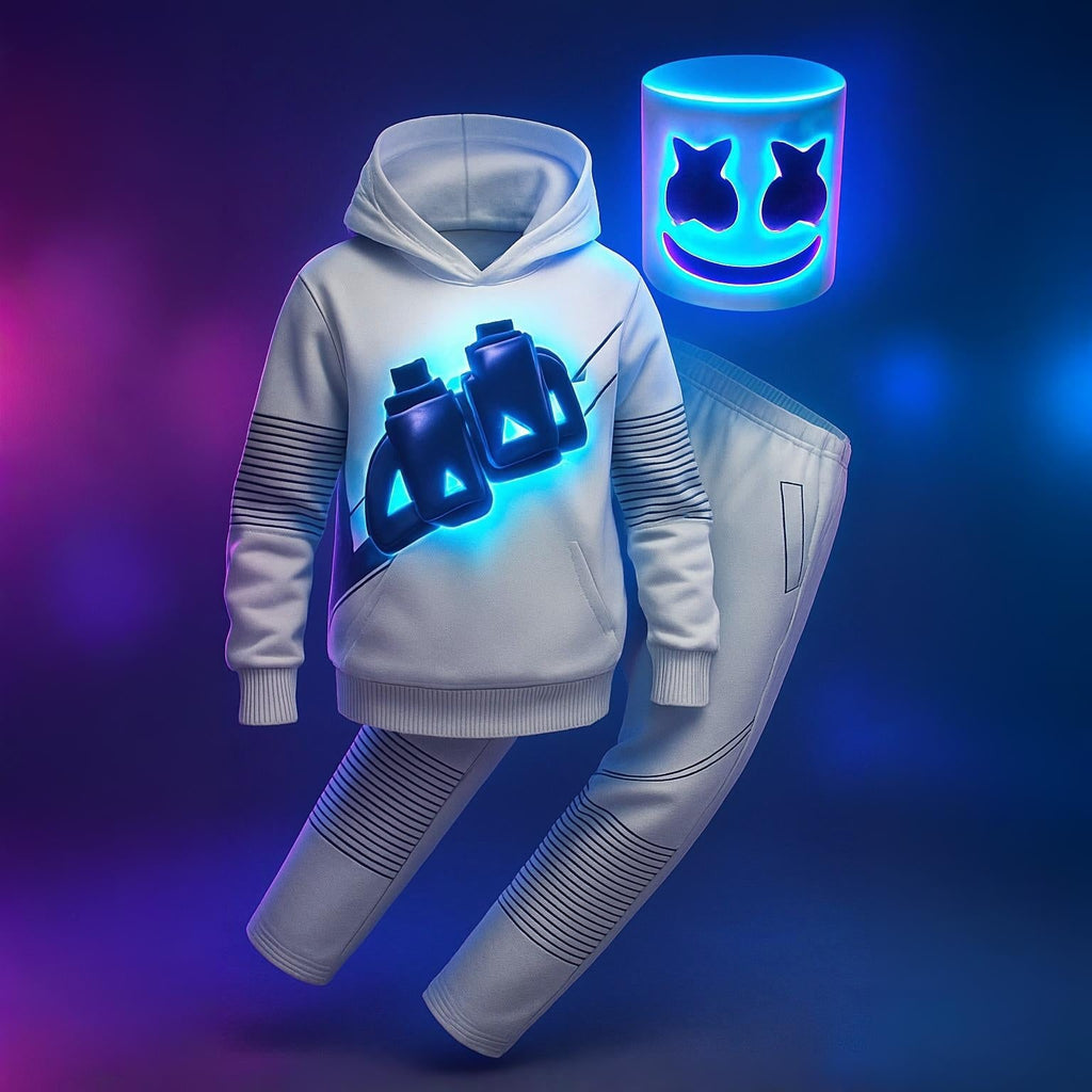 Dj Costume Hoodie and Sweatpants Set with LED Light-Up Mask - Image 3