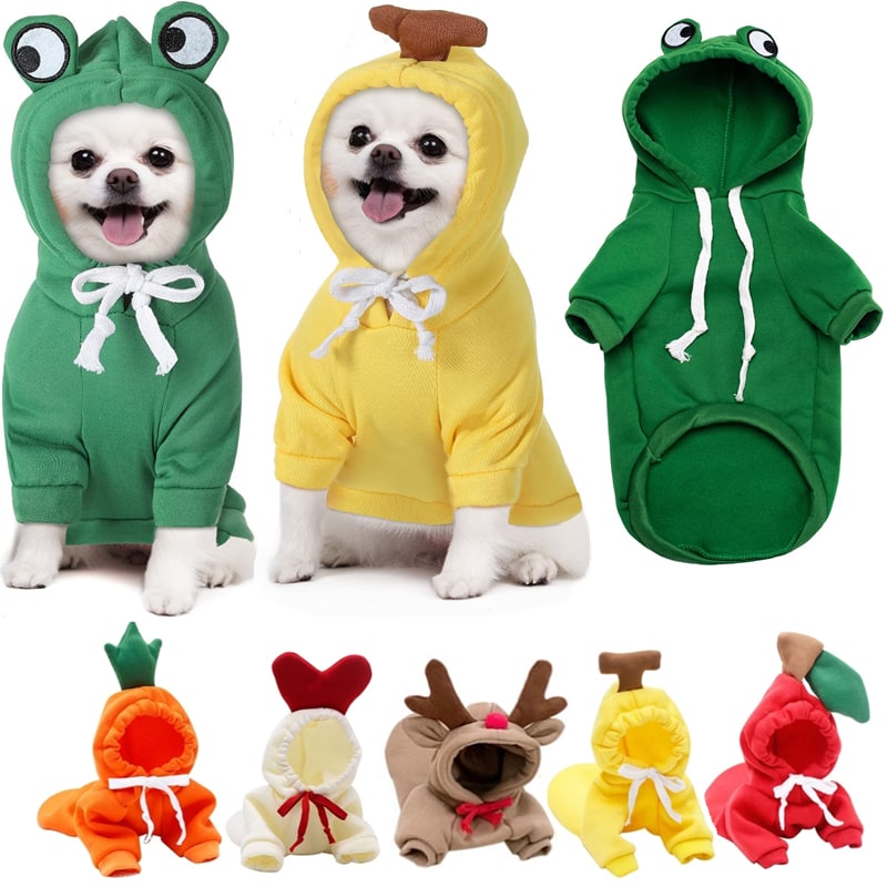 Dog Halloween Costumes and Outfits with Custom T-Shirts Fleece Hoodie with Novelty Hood for Small - Image 13
