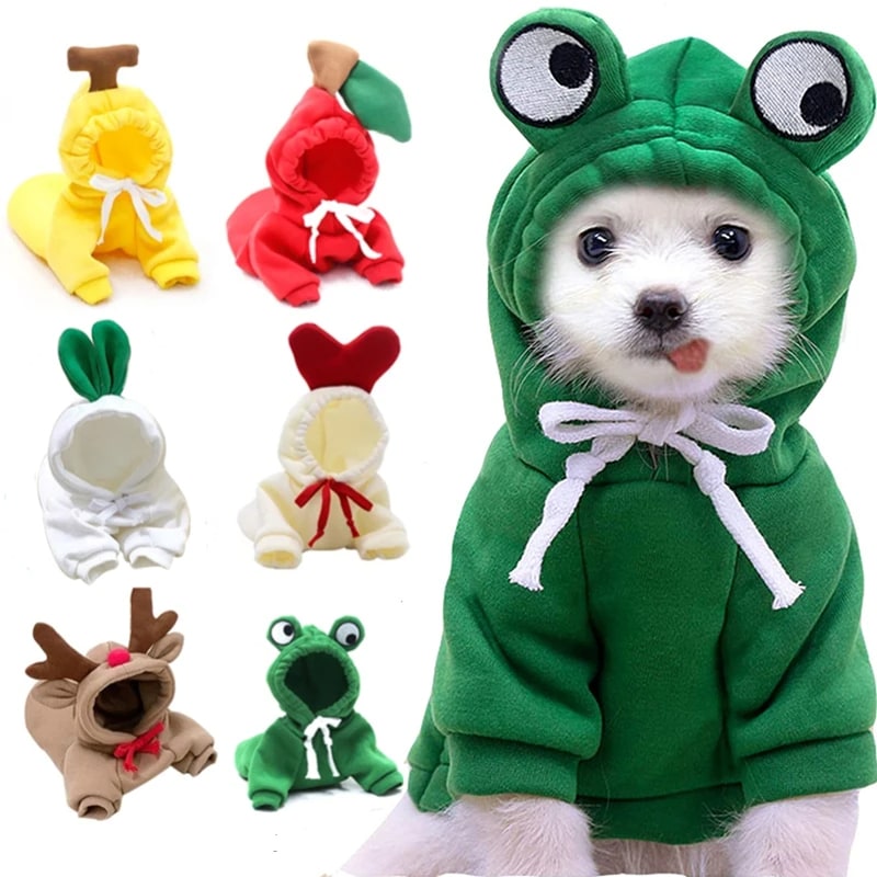 Dog Halloween Costumes and Outfits with Custom T-Shirts Fleece Hoodie with Novelty Hood for Small - Image 3