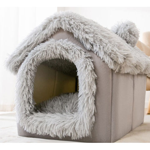 Dog House Bed and Cave with Removable Cushion and Fleece-Trimmed Doorway X Large - Image 10