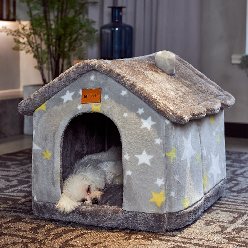 Dog House Bed and Cave with Removable Cushion and Fleece-Trimmed Doorway X Large - Image 2